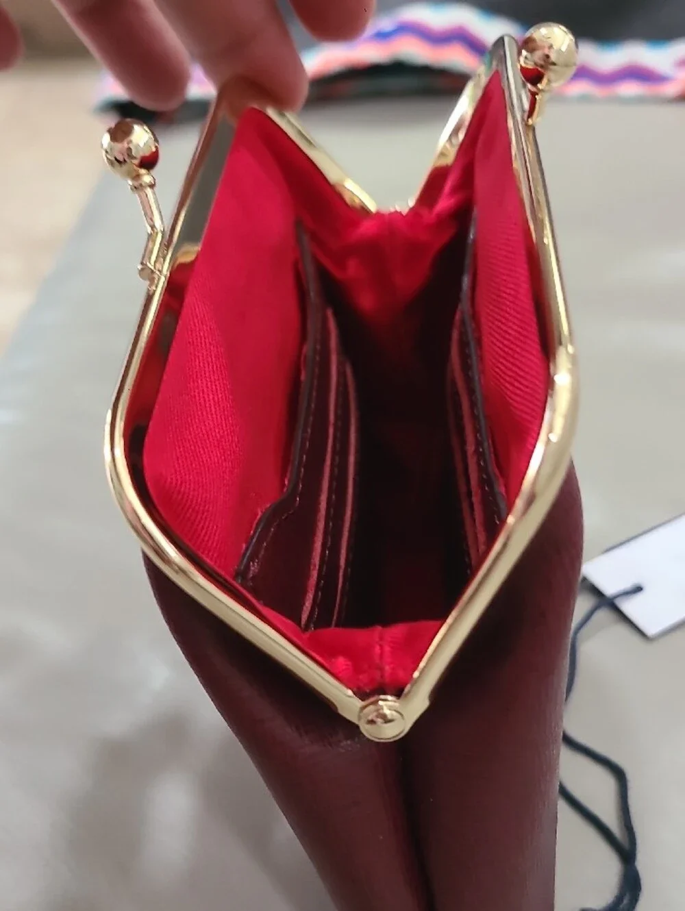 Dooney & Bourke Wine Saffiano Leather Kiss-Lock Coin Purse